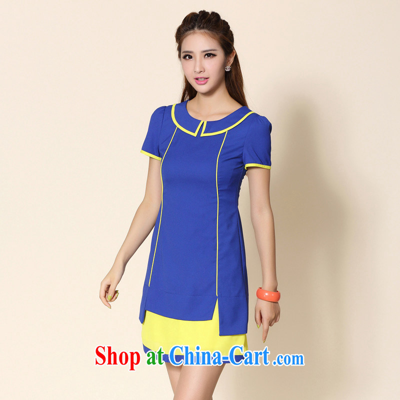 cheer for 2014 thick MM summer wear thick sister Sau San video thin short-sleeved and indeed increase, female dress XXXXL number 2120 royal blue 2 XL, cross-sectoral provision (qisuo), online shopping