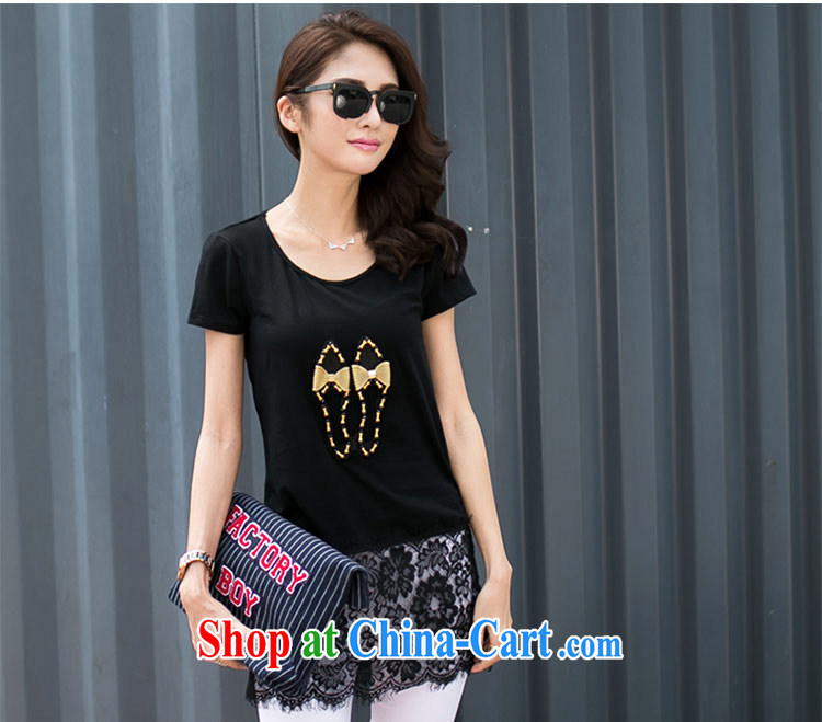 The honey and diverse new stylish European Summer mm thick larger female lace stitching stretch cotton long T pension women 9007 black shoes XXXXL pictures, price, brand platters! Elections are good character, the national distribution, so why buy now enjoy more preferential! Health