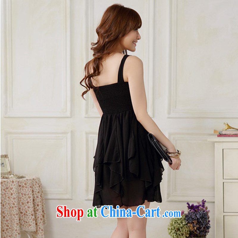 Constitution and clothing increased, women's clothing straps short skirts 2015 Korean version summer new 100 Ground Sense of wedding bridesmaid dress and sister mm thick snow woven irregular dress black large XL 3 160 - 180 jack, constitution, and shopping on the Internet