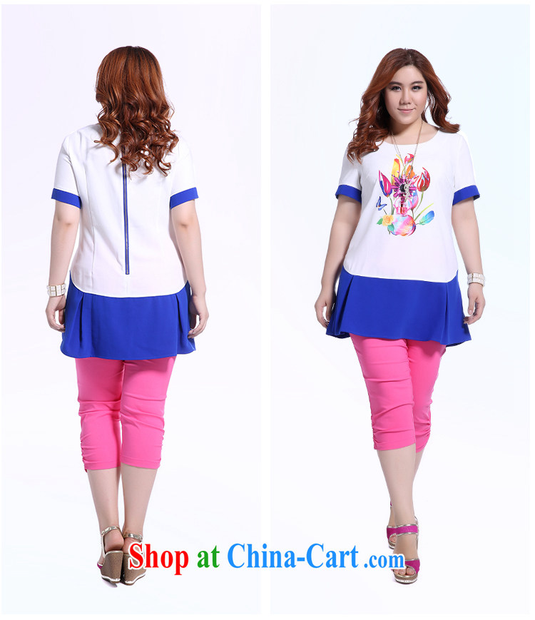 Slim Li-su summer 2014 new, larger female 100 ground round-collar hit color stitching colorful stamp short-sleeved snow woven shirts Q 5507 color blue XXXL pictures, price, brand platters! Elections are good character, the national distribution, so why buy now enjoy more preferential! Health