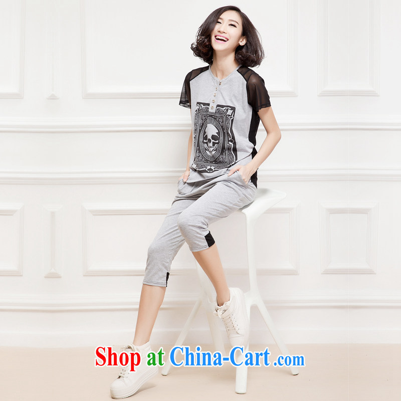 Increase the fat increase, women mm thick load fall 2015 new Korean version graphics thin short-sleeved sport and leisure package gray 3 XL recommendations 160 - 180 jack, and the US, on-line shopping
