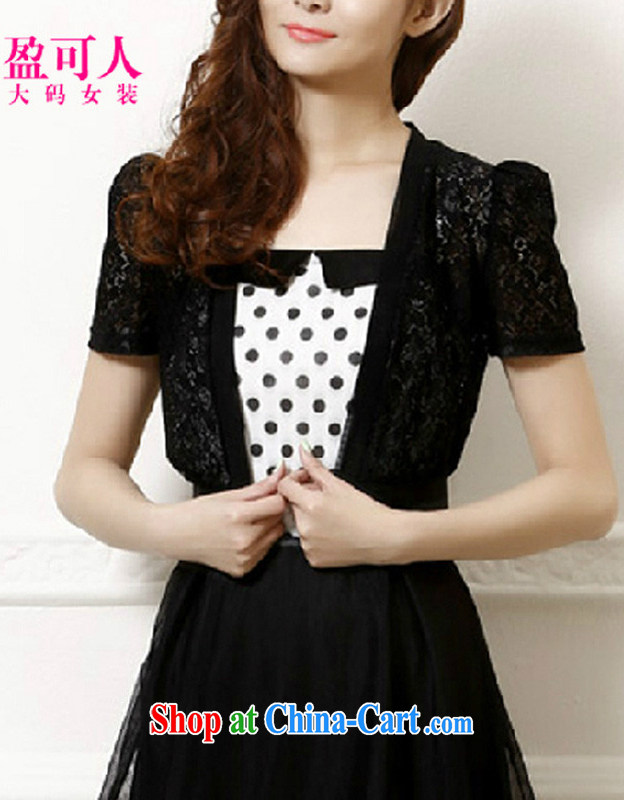 Surplus may 2014 new products, women with autumn lace short-sleeved thick mm small Cape Air Conditioning T-shirt language empty small T-shirt, a cardigan sunscreen shirt black XXXXXL - tailored