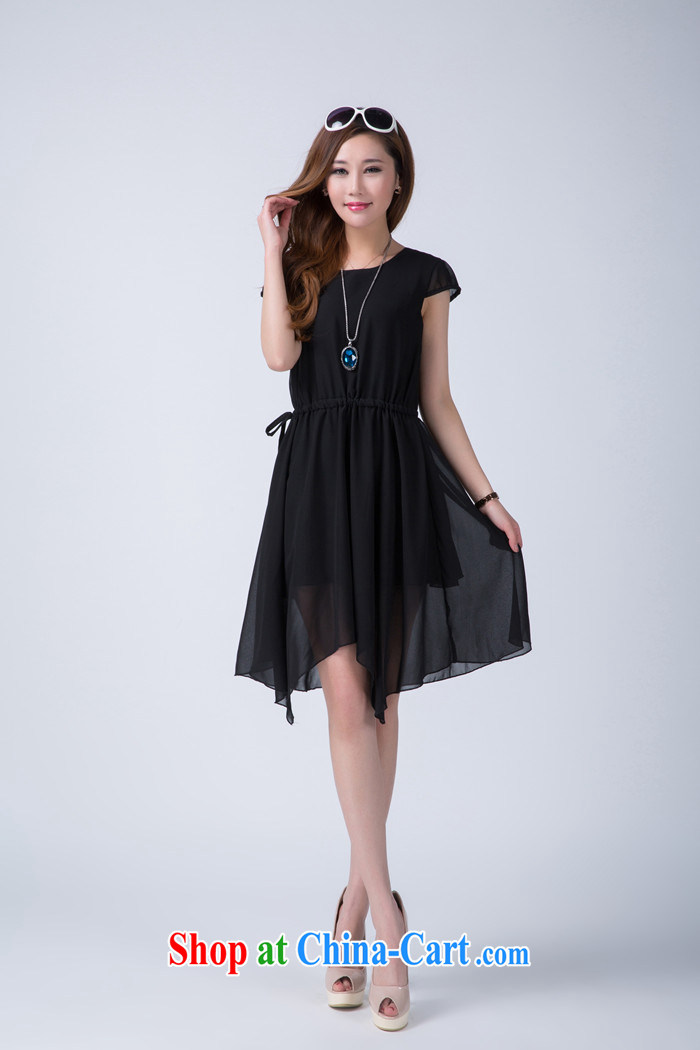 Summer 2014 XL mm thick girls dresses pure color beauty graphics thin elegant high-end atmosphere even skirt black XXXL pictures, price, brand platters! Elections are good character, the national distribution, so why buy now enjoy more preferential! Health