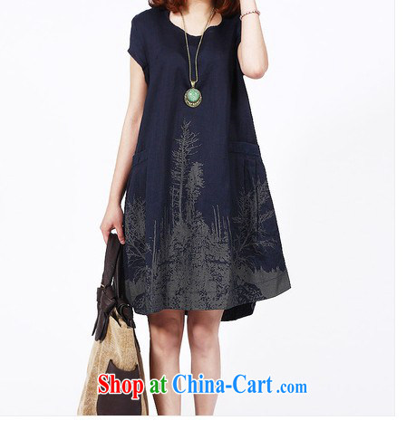 From here to 2015 new summer sum female high-end quality leisure loose the code ink stamp duty cotton mA short-sleeved dress 1651 picture color XXL pictures, price, brand platters! Elections are good character, the national distribution, so why buy now enjoy more preferential! Health
