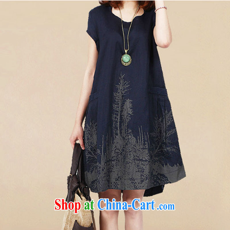 From here to 2015 new summer sum female high-end quality leisure loose the code water and ink stamp duty cotton mA short-sleeved dress 1651 picture color XXL, here (KOSHION), and, on-line shopping