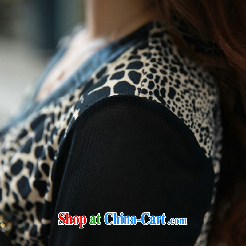 Autumn 2014 the Korean version thick MM XL girls long-sleeved beauty graphics thin stylish Leopard T shirt solid T-shirt m White XXXXL, Biao (BIAOSHANG), the code is female, shopping on the Internet