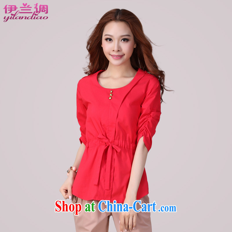 Yilandiao 2015 mm thick aura drawcord waist-shirt sleeves in the collar long T-shirt larger female Red 2 XL 140 recommendations about Jack