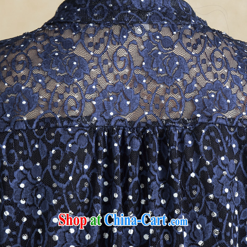 The SSU Mak spring and summer, older mom long-sleeved lace shirt T-shirt large, female 1888 blue cuff in 5 XL, the SSU Mak, shopping on the Internet