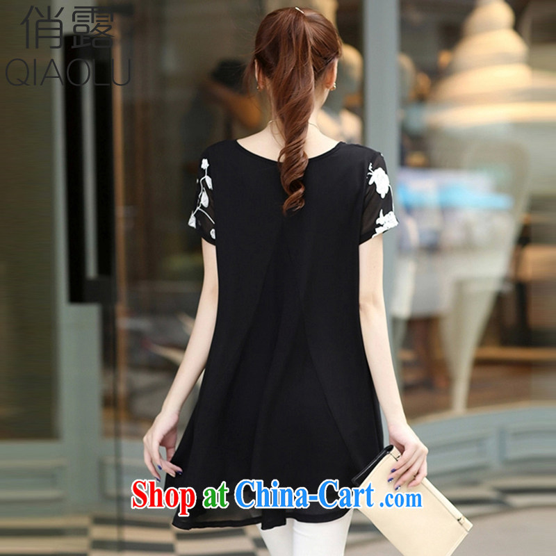 terrace for summer 2015 with a short-sleeved clothes snow woven shirts thick MM larger women's clothing dresses 266 black XXXL, to Ruth (QIAOLU), and shopping on the Internet