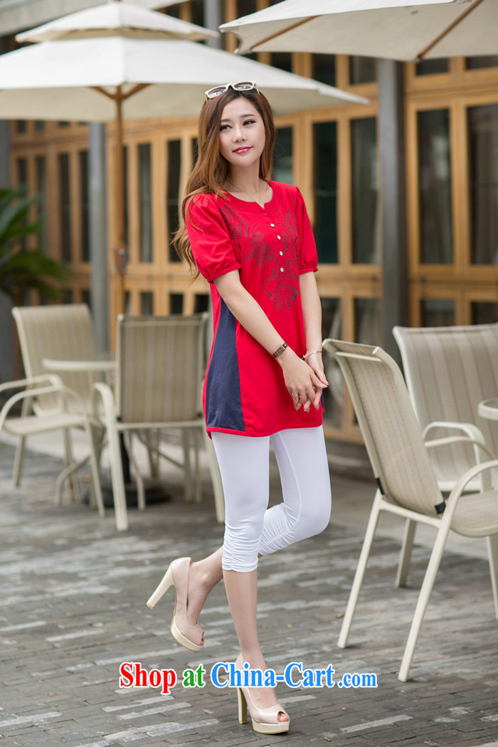Summer 2014 XL thick mm female Korean version 5 cuff bubble cuff video thin, long T pension blue-gray XXXXL pictures, price, brand platters! Elections are good character, the national distribution, so why buy now enjoy more preferential! Health
