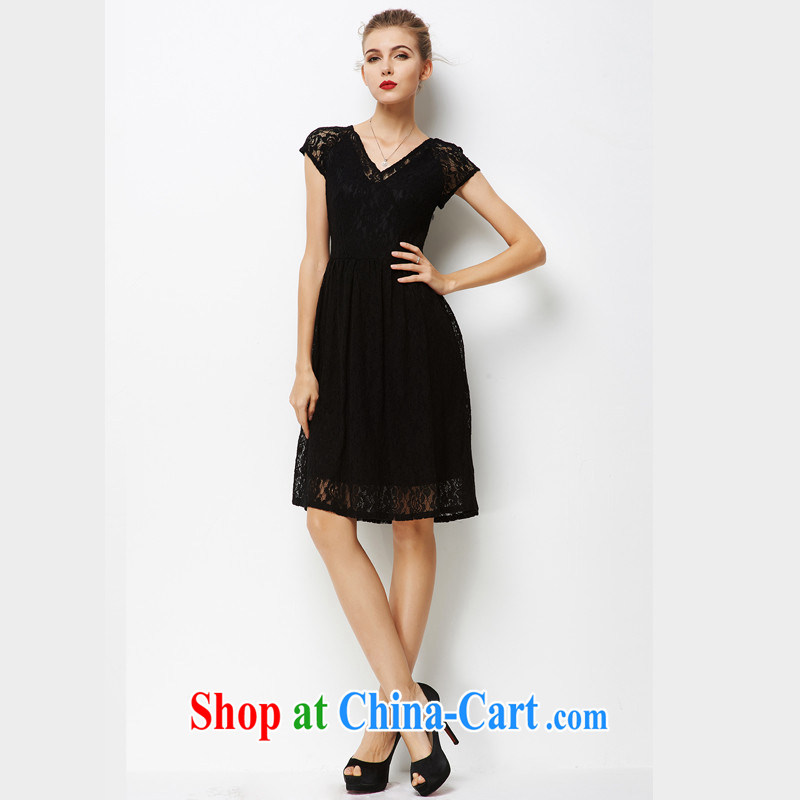 American and European lace larger female dresses black XXXL