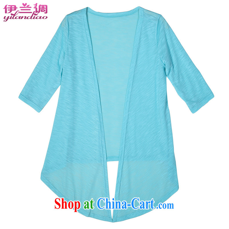 Yilandoap 2015 summer air-conditioning shirt thick mm larger Korean small jacket shawl sleeves in the T-shirt, jacket blue size of weight for height in the advisory service