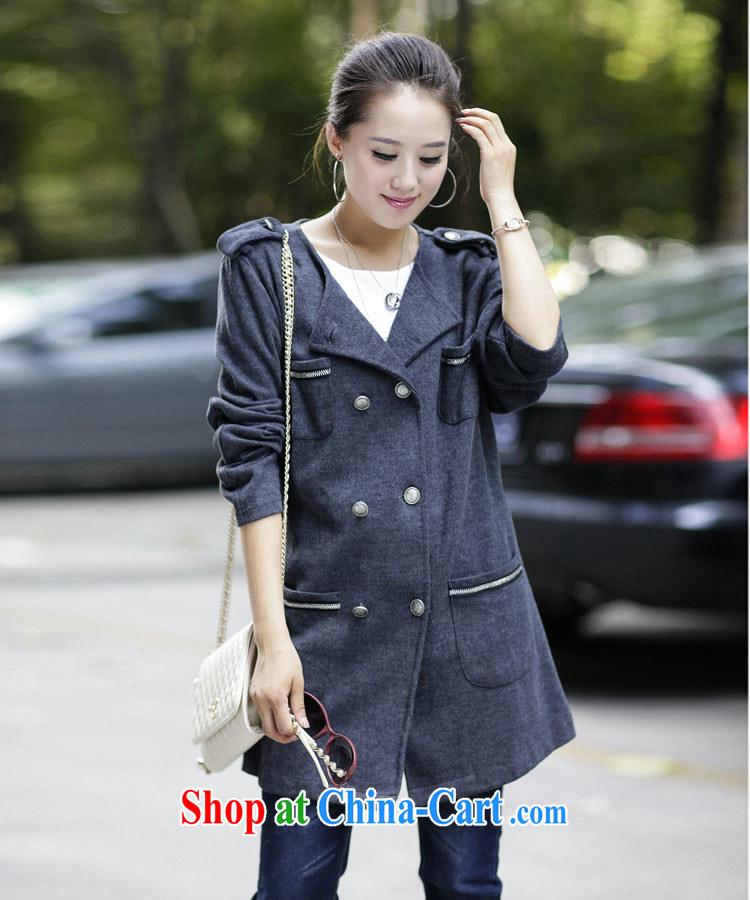 2014 autumn and winter, XL girls thick mm long-sleeved cardigan double-graphics thin, long stylish round-collar jacket gray XL pictures, price, brand platters! Elections are good character, the national distribution, so why buy now enjoy more preferential! Health