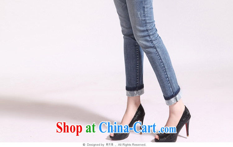 Crescent the Code women 9 jeans pants waist high graphics thin reference collection and cultivating meat lace thick MM large code and pants blue 34 pictures, price, brand platters! Elections are good character, the national distribution, so why buy now enjoy more preferential! Health