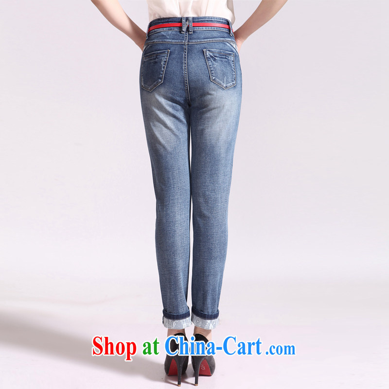Crescent sets the code women 9 jeans pants high-waist graphics thin reference collection and cultivating meat lace thick MM large code and trouser press blue 34, crescent moon, and shopping on the Internet