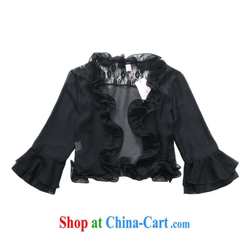 Constitution Yi Korean XL blouses 2015 new stylish and fresh mushroom and snow-woven Web yarn horn cuff sunscreen shirt thick mm T-shirt, a black shawl large XL 3 160 - 180 jack, constitution, and, shopping on the Internet