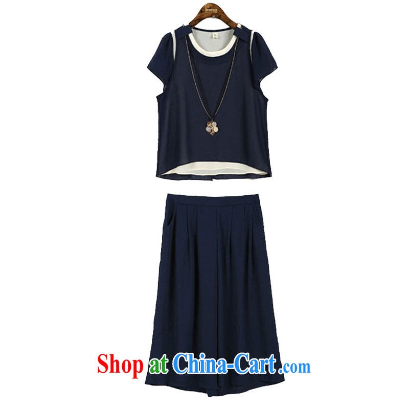 MR HENRY TANG year summer new package in Europe and America, the ladies' short-sleeve snow woven shirts two-piece loose video thin casual dress pants blue/1943 XL 4 165 - 175 jack, Tang, and shopping on the Internet