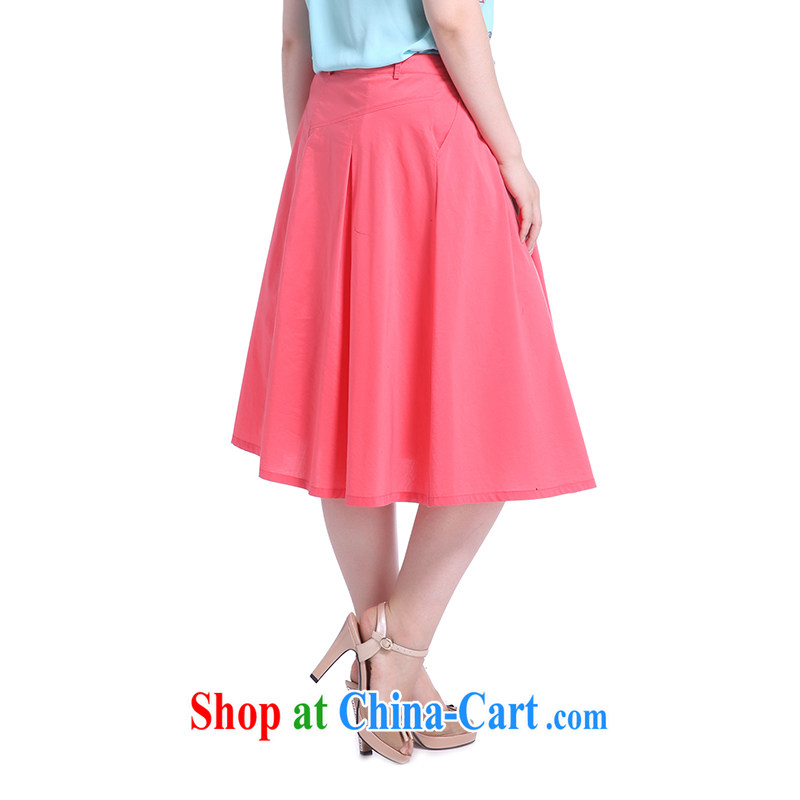 Slim Li-su summer 2014 new larger female 100 ground cotton waist in solid color, long, large skirt waist skirt Q 5096 red XXXL, slim Li-su, and shopping on the Internet