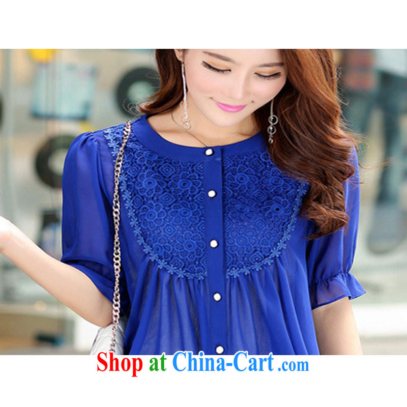 missMary spring and summer with new, larger female summer Korean stitching T-shirt beauty T-shirt snow woven shirts dark blue XXXXL, MISS MARY, shopping on the Internet