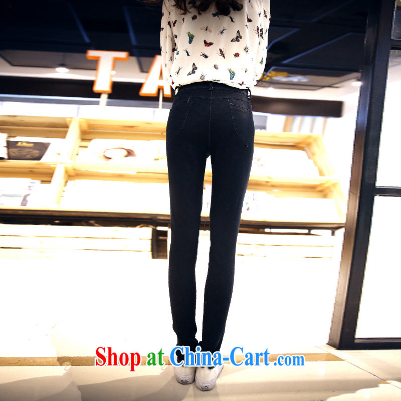 The Code's 2015 mm thick summer new Korean video thin washable ripped jeans Casual Trousers children black XXXXL, Veronica, shopping on the Internet