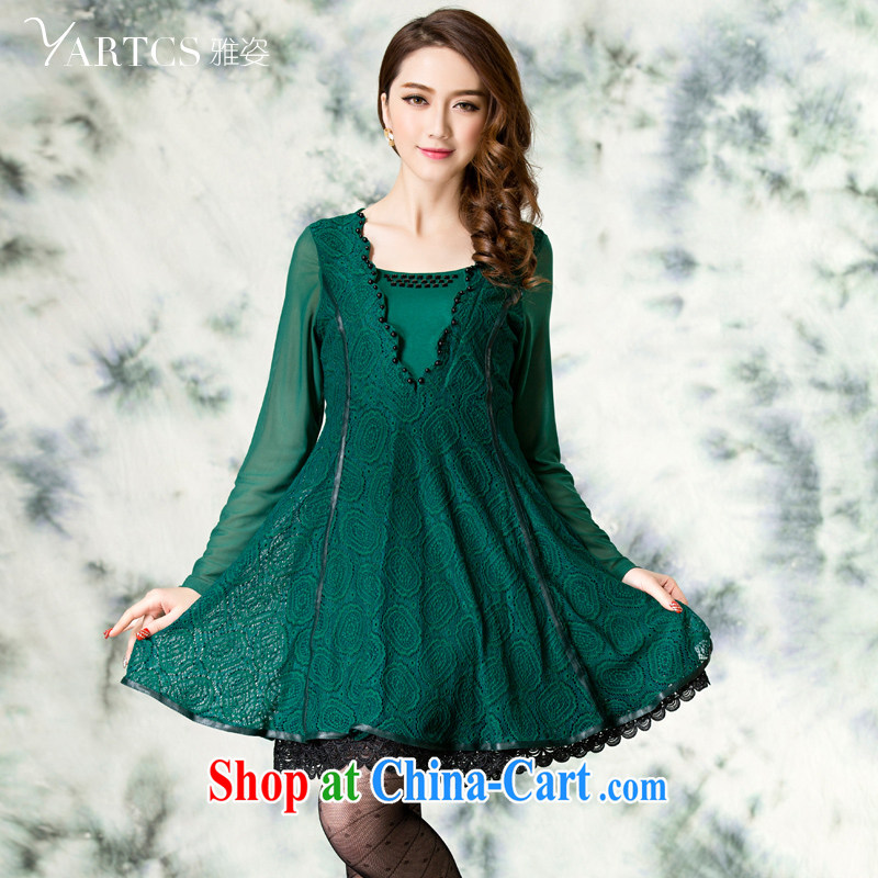 Colorful, Autumn 2014 the new, larger women mm thick aura video thin nail Pearl solid long-sleeved dresses A 1559 black XL, colorful, and shopping on the Internet