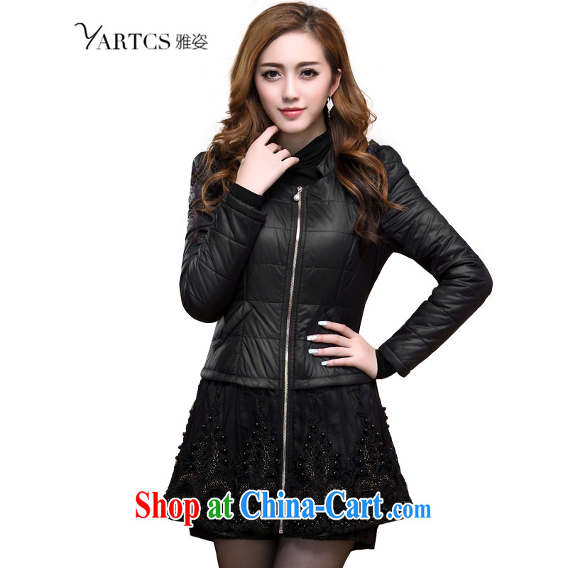 Jacob _yartcs_ Autumn 2014 the new thick mm Korea and indeed XL thin quilted coat jacket girls A 8113 black 3 XL small spot contest