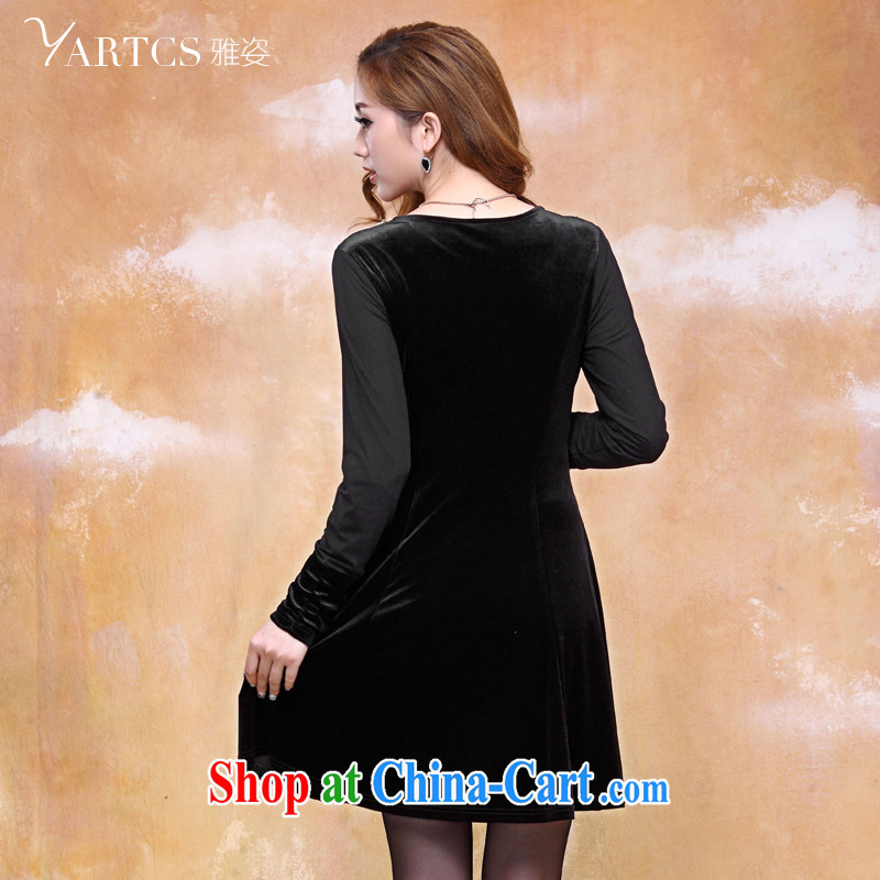 Colorful, Autumn 2014 the new dress code the girls long-sleeved style, wool video thin larger dresses A 8103 black 5 XL, Jacob (yartcs), online shopping
