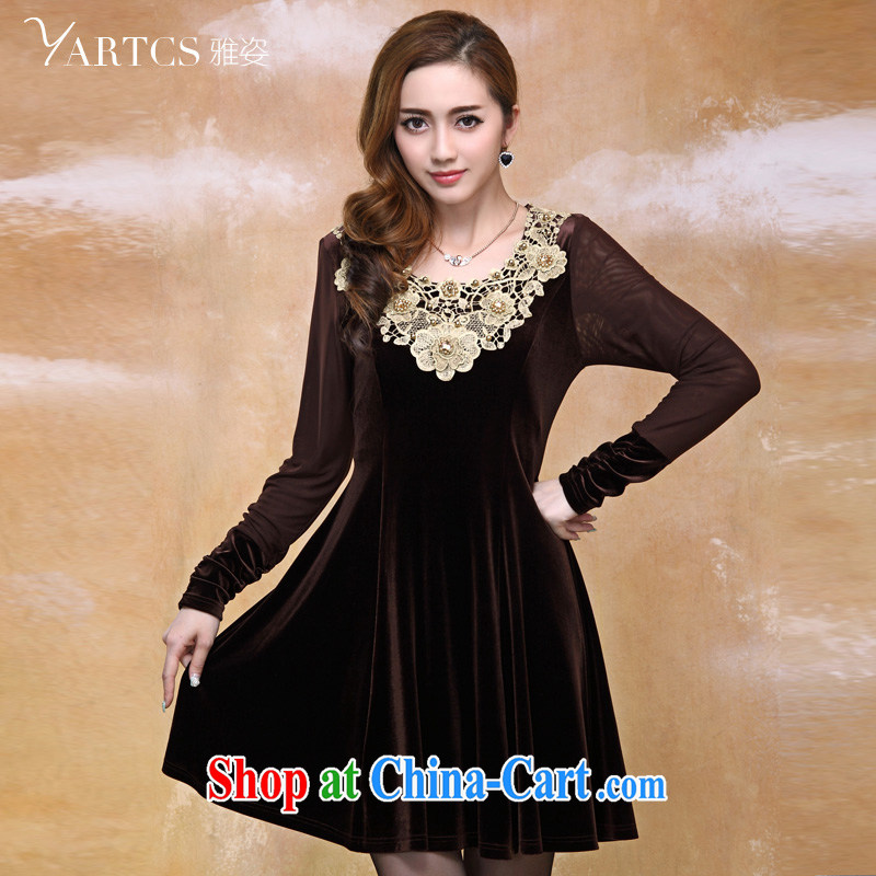 Colorful, Autumn 2014 the new dress code the girls long-sleeved style, wool video thin larger dresses A 8103 black 5 XL, Jacob (yartcs), online shopping