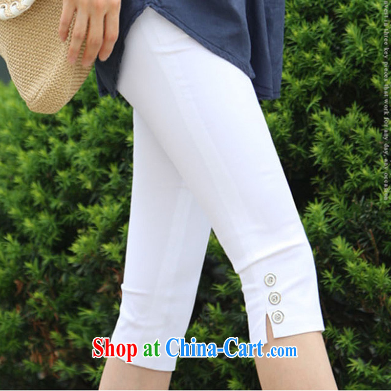 Rate the 2015 summer New, and indeed increase, focusing on solid MM Trouser press lounge 7 pants girls in summer pants female beauty stretch 653 white XXXL, grid (SIGLENA), shopping on the Internet