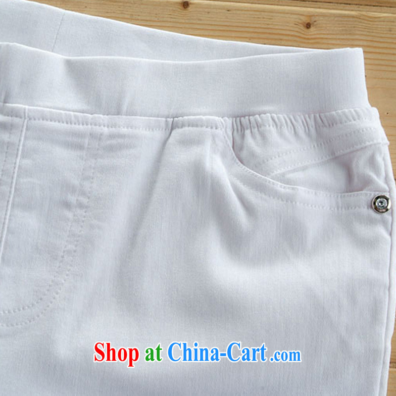 Rate the 2015 summer New, and indeed increase, focusing on solid MM Trouser press lounge 7 pants girls in summer pants female beauty stretch 653 white XXXL, grid (SIGLENA), shopping on the Internet