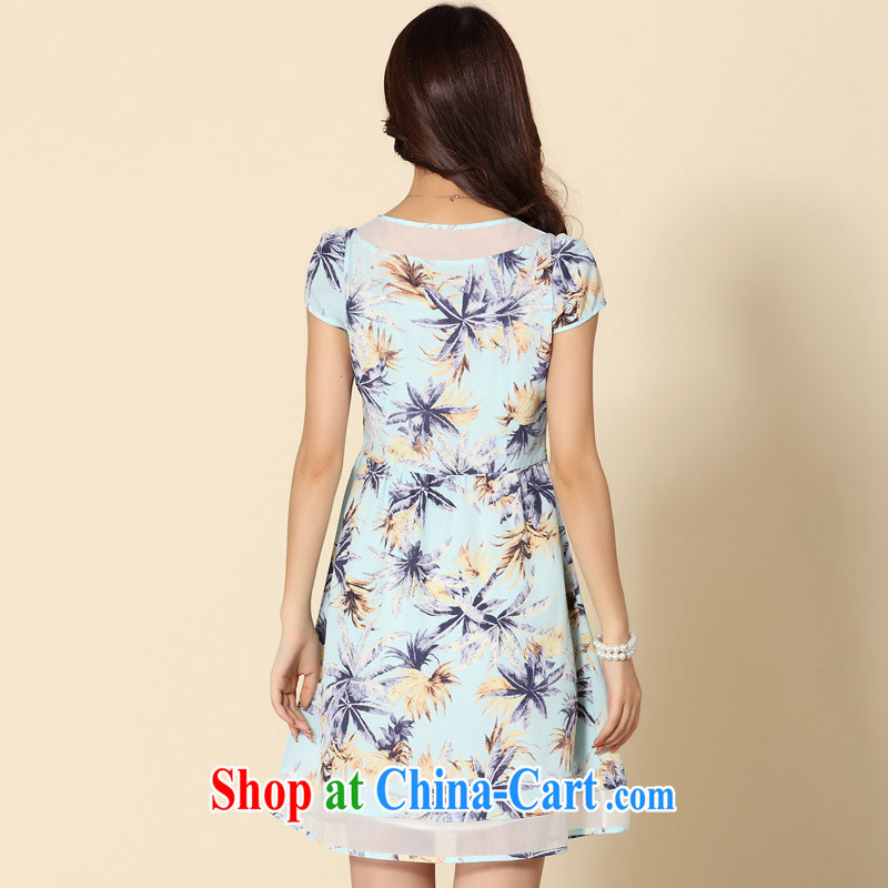 cheer for 2014 and indeed increase, women with thick MM summer new fancy graphics thin thick sister dresses xxxxl volume number 2175 blue 4 XL, cross-sectoral provision (qisuo), the code is female, and online shopping