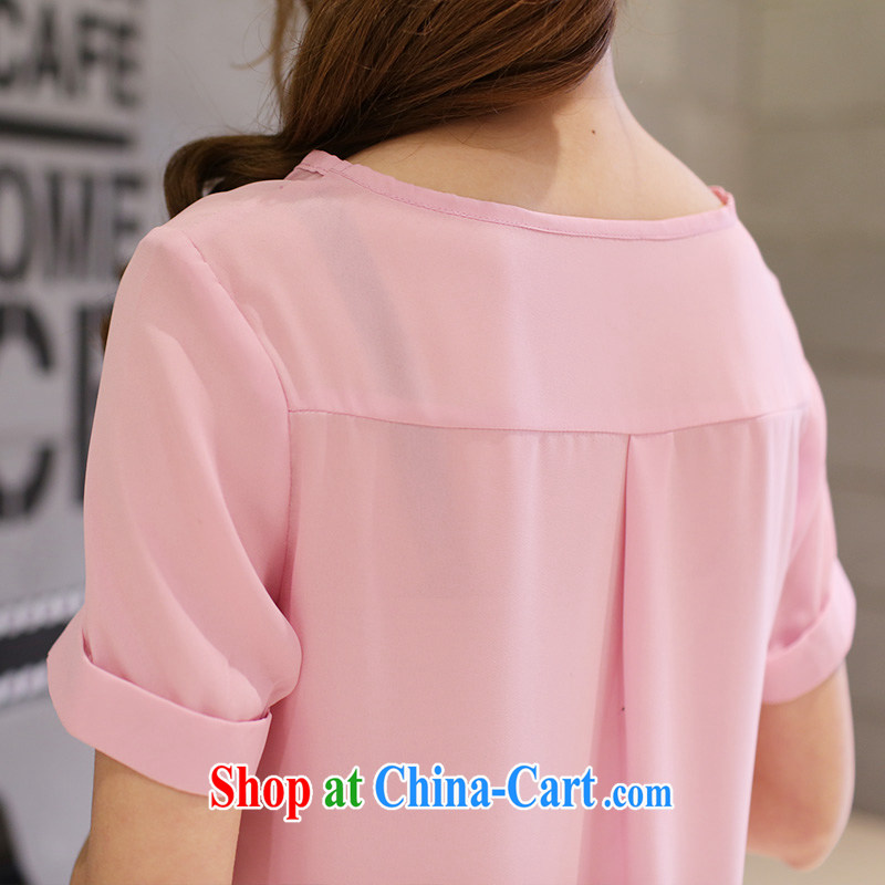 XL female 2015 mm thick summer Korean version of the new, thick sister graphics thin false pocket relaxed round-collar snow woven shirts Purple Pink XXXXL, Veronica, shopping on the Internet