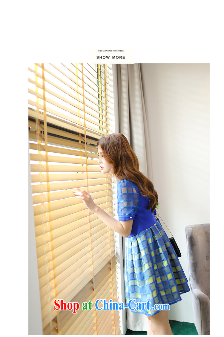 Moses Veronica larger female summer thick sister new 2015 commuter Korean video thin fat girl girl short-sleeved dresses blue XXXL pictures, price, brand platters! Elections are good character, the national distribution, so why buy now enjoy more preferential! Health