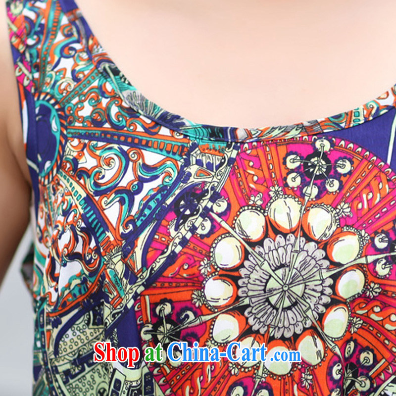 2014 summer is the XL thick mm female American and European wind sleeveless round neck graphics thin ice woven shirts sleeveless dresses girls picture color XXL, Biao (BIAOSHANG), the Code women, shopping on the Internet