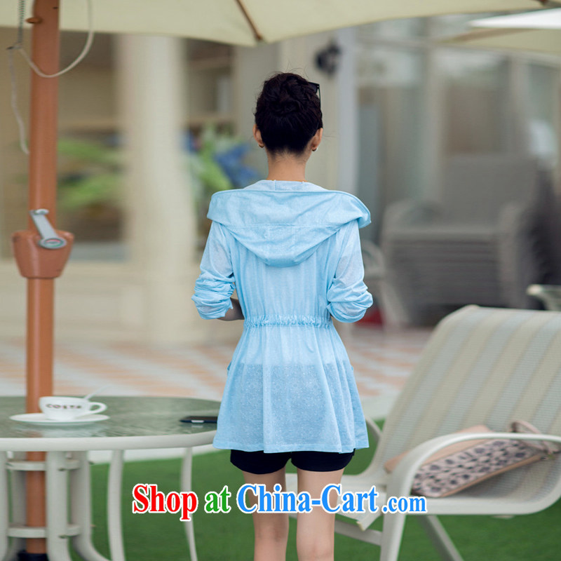 2015 summer XL thick mm female Korean Beauty graphics thin thick MM cap sunscreen clothing and thin coat blue XXXXL, Biao (BIAOSHANG), online shopping