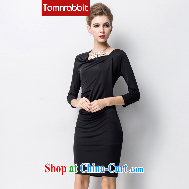 Tomnrabbit new 2015 the European site the code female long-sleeved dresses summer beauty in Europe video thin black L