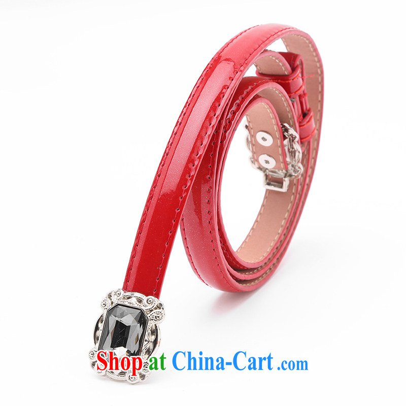 The MSSHE code female Korean version 100 ground water drilling thin belt stylish varnished leather large code lap belt decorations B 11 red 122 * 1.3, Susan Carroll, Ms Elsie Leung Chow (MSSHE), online shopping