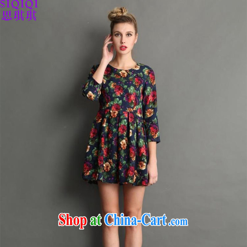 The Chi-chi spring 2015 new products in Europe and the temperament beauty graphics thin 7 cuff skirt solid stamp A field dresses LYQ 1061 photo color 3XL, Qi Qi (SIQIQI), online shopping