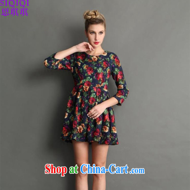 The Chi-chi spring 2015 new products in Europe and the temperament beauty graphics thin 7 cuff skirt solid stamp A field dresses LYQ 1061 photo color 3XL, Qi Qi (SIQIQI), online shopping