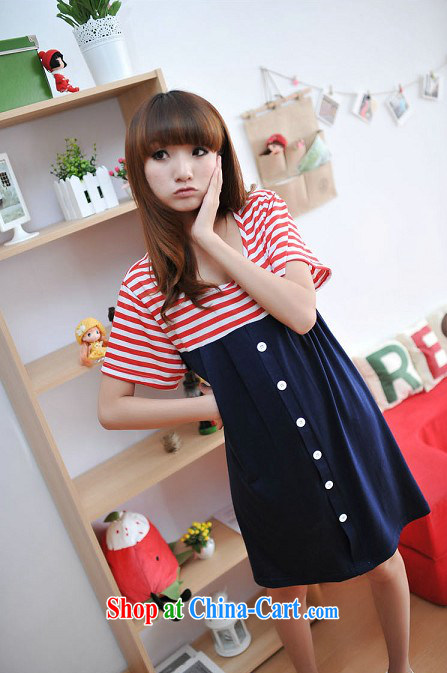 would like to heart Color cabinet 2014 cotton summer new Korean pregnant women dress streaks pregnant women dress front tie pregnant women dress 1117 ll blue striped XL pictures, price, brand platters! Elections are good character, the national distribution, so why buy now enjoy more preferential! Health