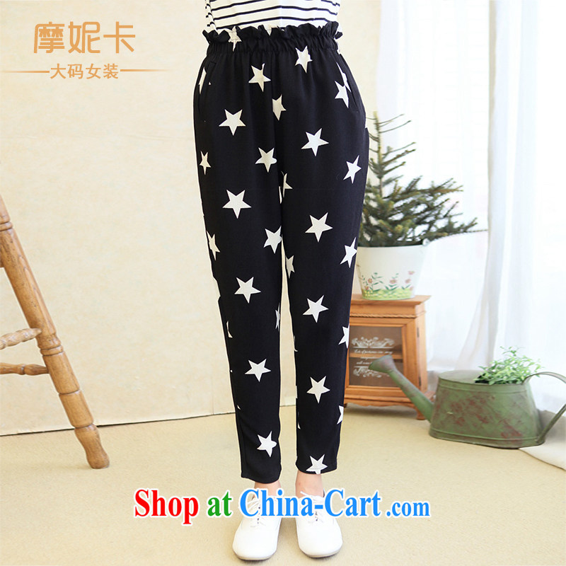 mm thick summer 2014 larger female thick sister graphics thin Korean version of the new paragraph 5 star 9 pants, trousers children black XXXXL