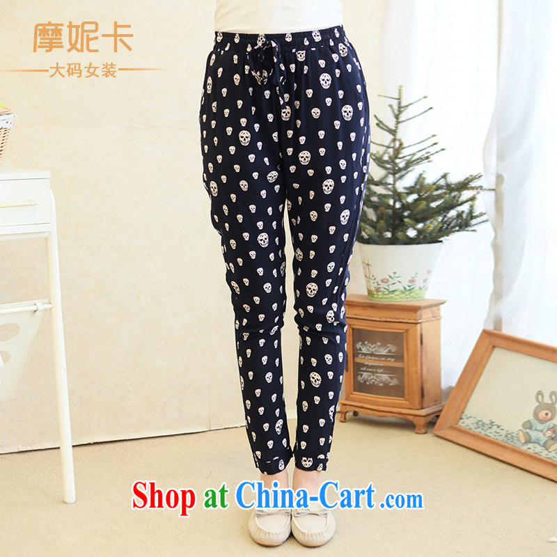 The fat XL female 2014 mm thick summer new thick sister graphics thin skull Lounge, trouser press children blue XL