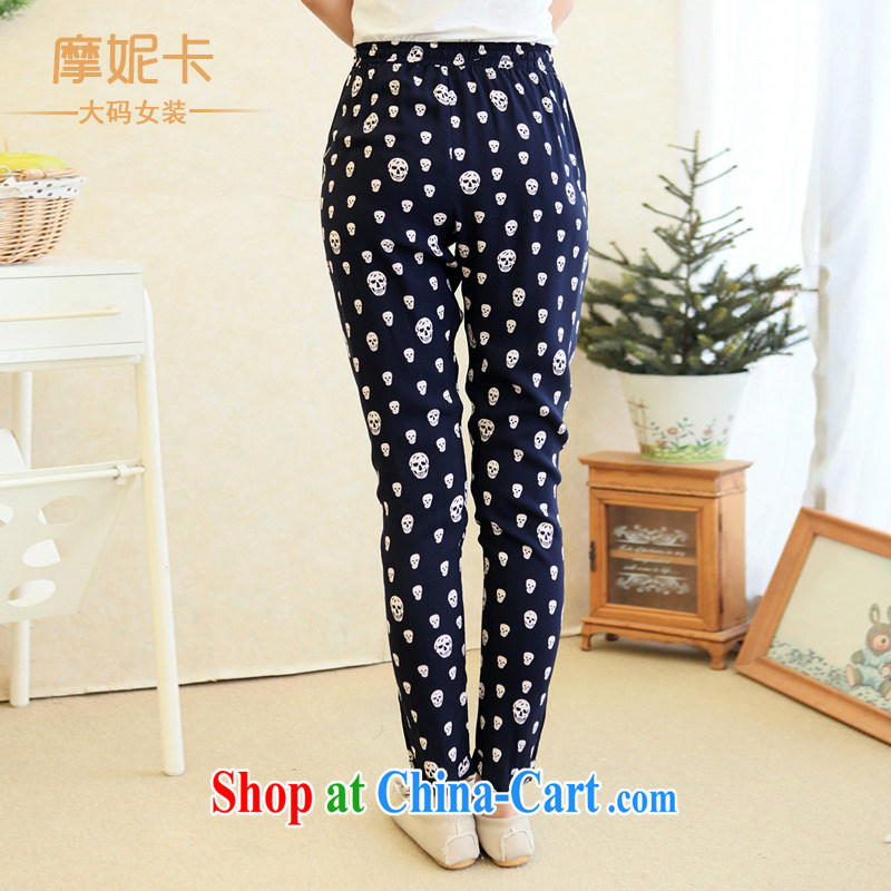 The fat increase, female 2014 mm thick summer new thick sister graphics thin skull and leisure, trouser press children blue XL, Moses Veronica, the Code women, shopping on the Internet