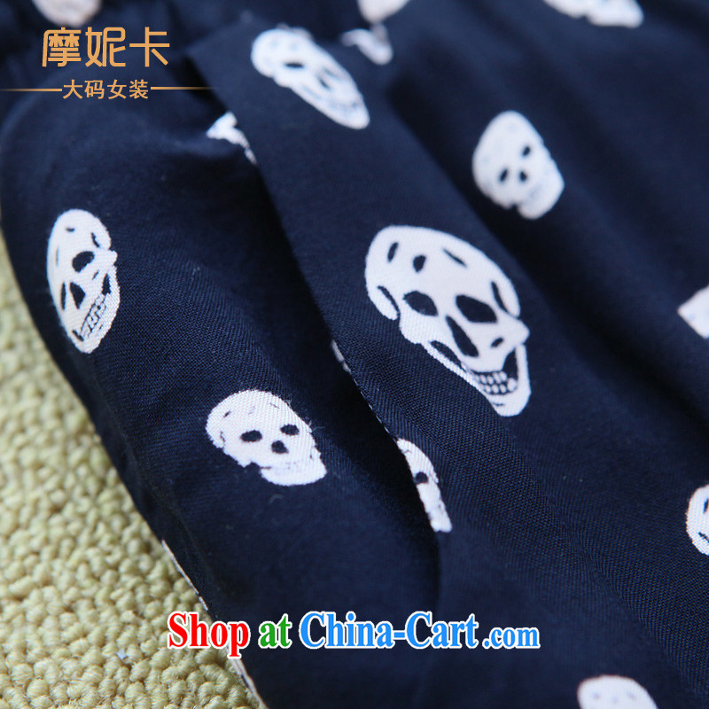 The fat increase, female 2014 mm thick summer new thick sister graphics thin skull and leisure, trouser press children blue XL, Moses Veronica, the Code women, shopping on the Internet