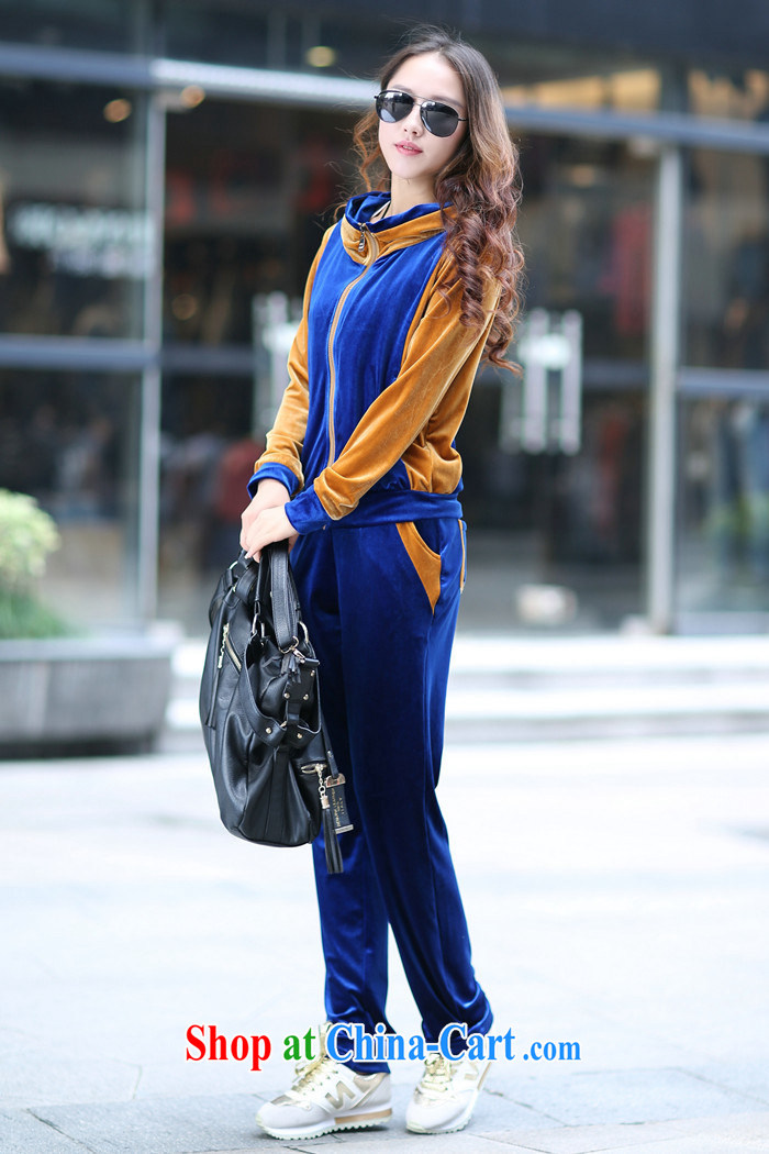 2014 autumn and winter, Korean XL thick mm female cap zip warm gold velour sports long-sleeved Leisure package deep blue XXXXL pictures, price, brand platters! Elections are good character, the national distribution, so why buy now enjoy more preferential! Health