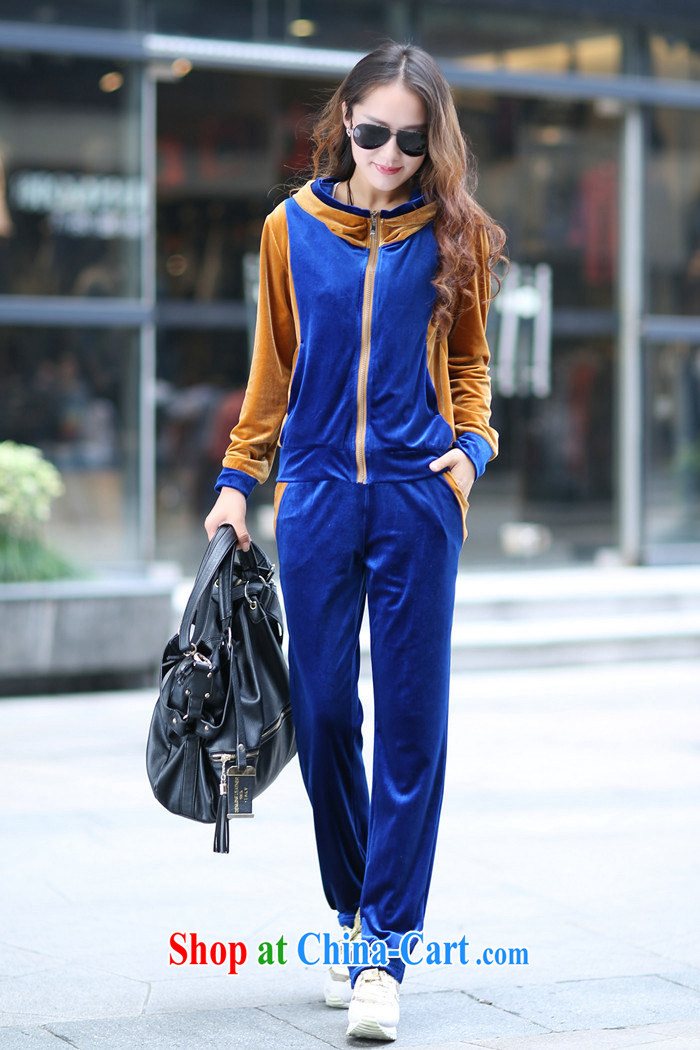 2014 autumn and winter, Korean XL thick mm female cap zip warm gold velour sports long-sleeved Leisure package deep blue XXXXL pictures, price, brand platters! Elections are good character, the national distribution, so why buy now enjoy more preferential! Health