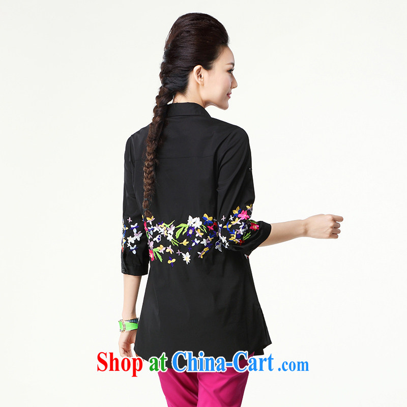 The Mak is the women fall 2014 with new thick mm stylish retro embroidery relaxed, long shirt, black 43,036 M, former Yugoslavia, Mak, and shopping on the Internet