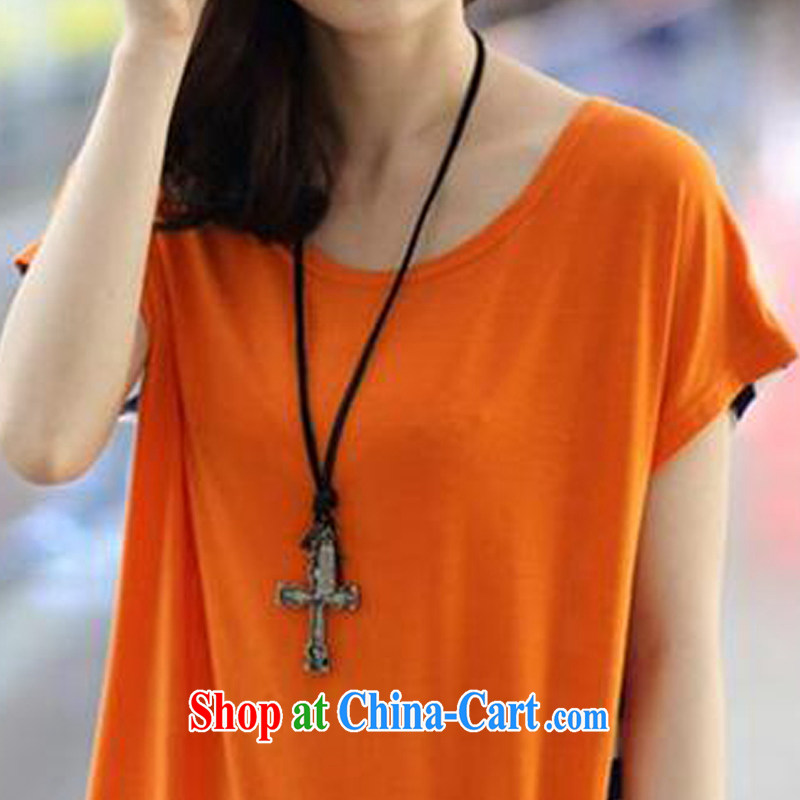 A smile of Love 2015 summer new Korean female loose stitching striped short-sleeved shirt T 836 Orange + streaks XXXL (suitable for 161 - 180 jack, smiling Love (Love Smile), online shopping