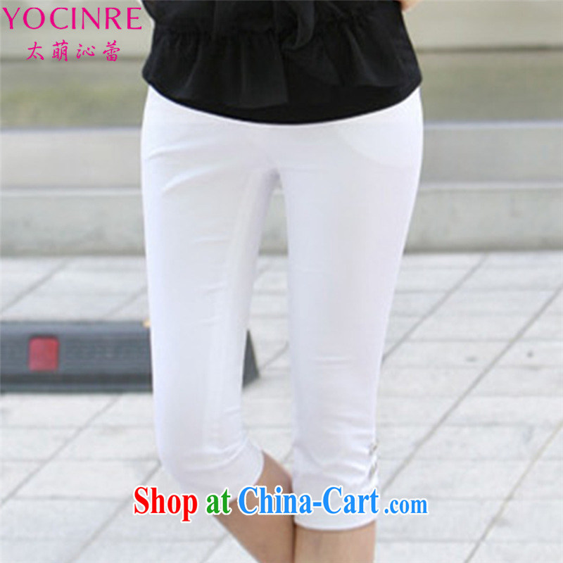 Too be endocrine disruptors buds XL women 2015 spring and summer with new thick mm video thin Korean stretch Elastic waist casual castor 7 pants YY 413 white 4XL _155 - 180 _ jack