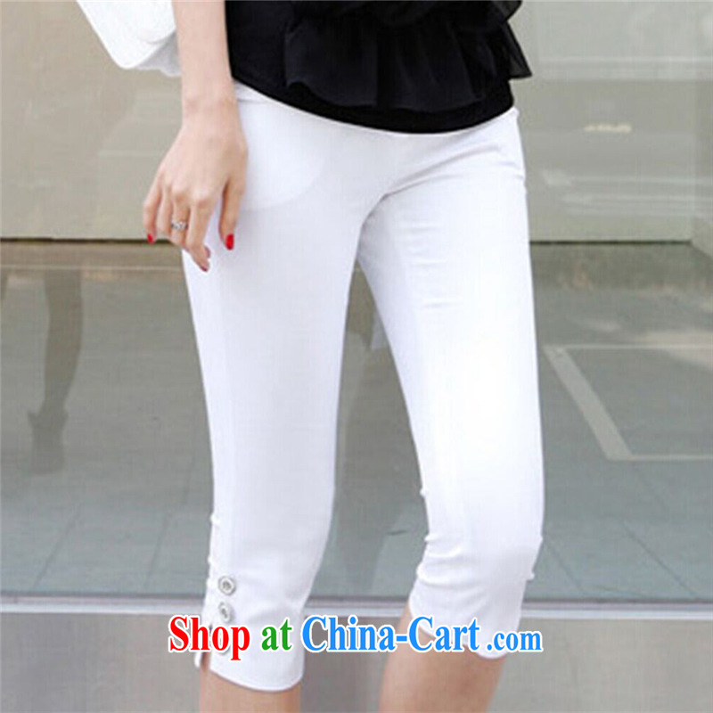 too wide endocrine disruptors buds XL women 2015 spring and summer with new thick mm video thin Korean stretch Elastic waist casual castor 7 pants YY 413 white 4XL (recommendations 155 - 180 jack), is too wide Chin (YOCINRE), online shopping